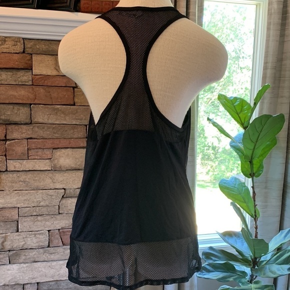 3-$30 Fabletics black longer length tank with mesh. - Picture 2 of 5